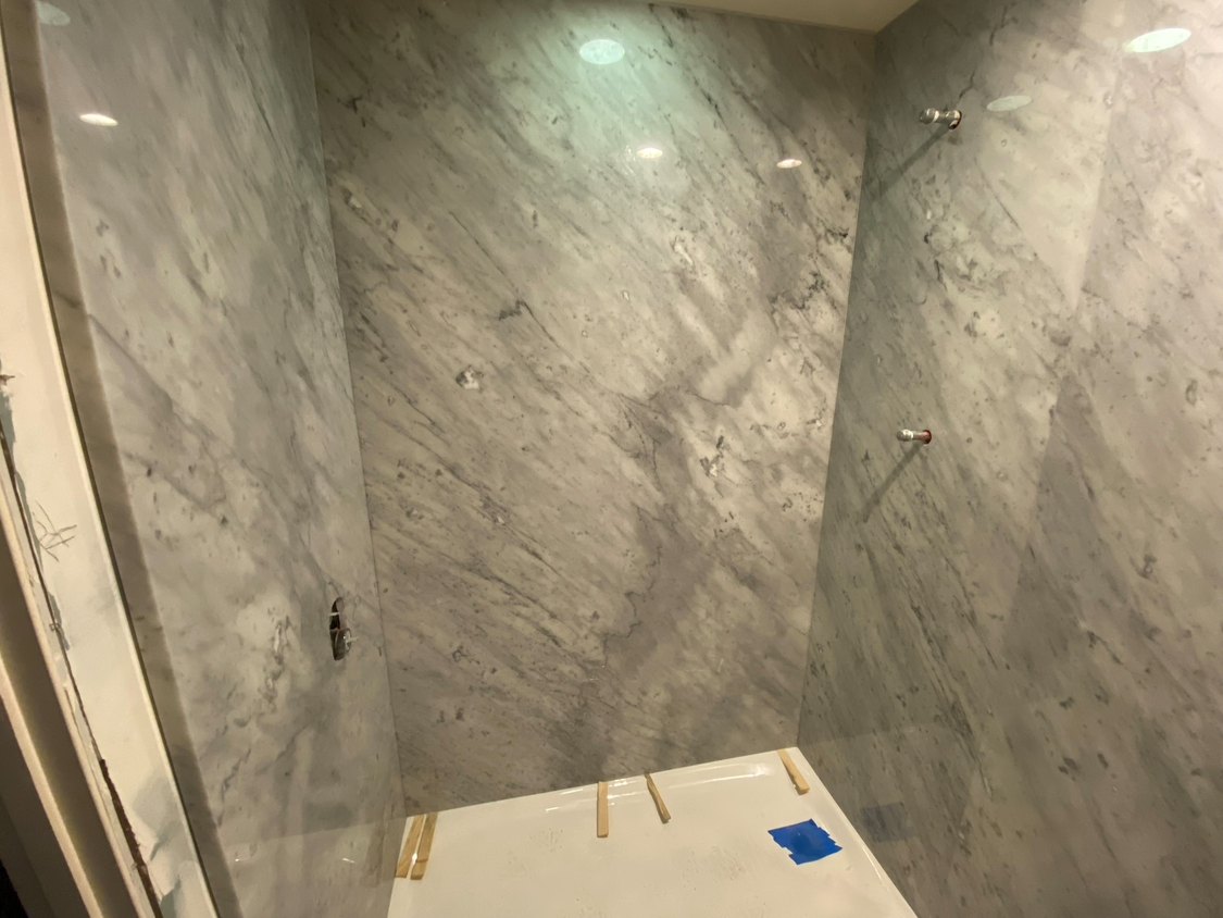 Shower Renovation: Stone shower walls